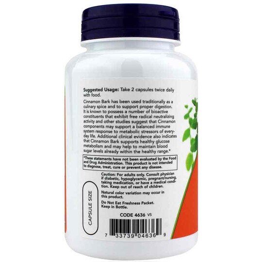 Cinnamon Bark 600 Mg, NOW